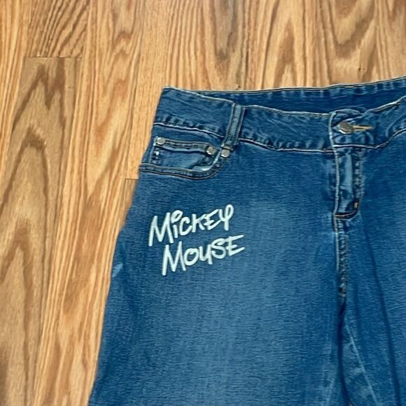 Disney Mickey Mouse Cuffed Blue Jean Shorts, embroidered,  Small 3/5 - Picture 3 of 10